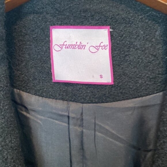 Fublin’ Foe wool blend black beaded trim coat - Picture 3 of 8